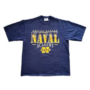 Vintage Naval Academy T-Shirt Adult Medium Navy Blue‎ Gold USA